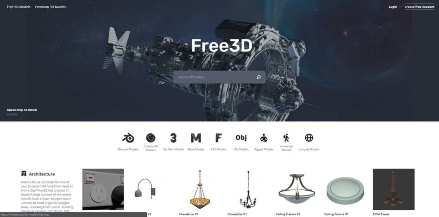 free3D Modelos para impressoras 3D